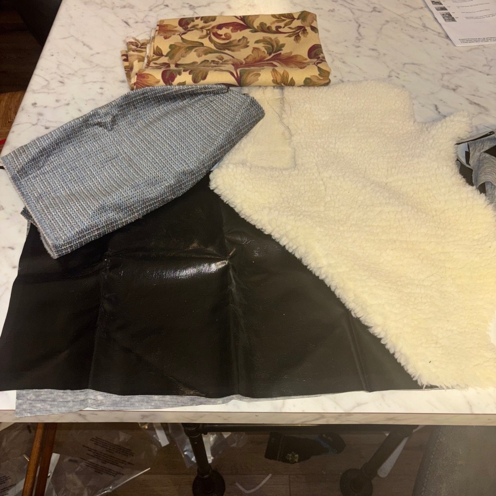 Fabric Remnants Lot Faux Leather Sherpa Woven Tweed Floral Upholstery Scraps